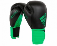 перчатки боксерские adidas hybrid 100 черно-зеленые adih100